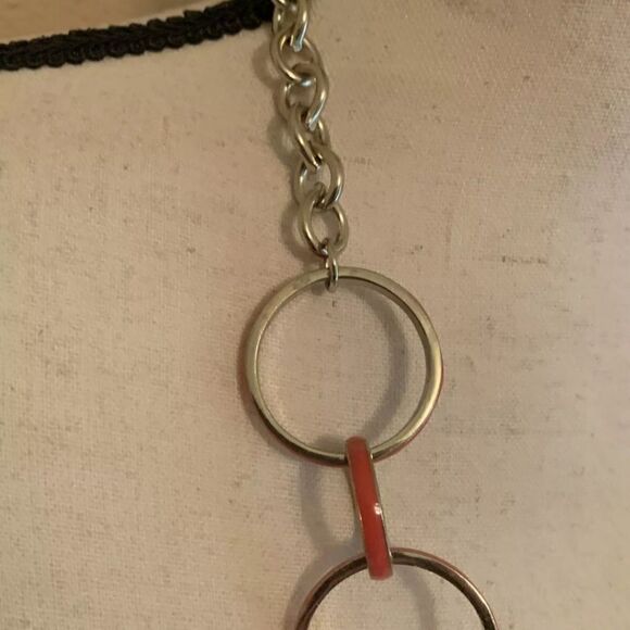 Signed T For Talbots Gold Tone & Reddish Orange Costume Jewelry Necklace - Picture 10 of 12